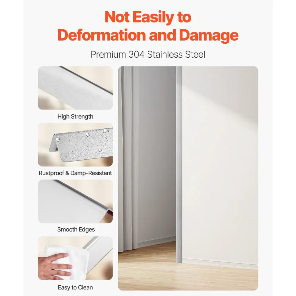 VEVOR Stainless Steel Wall Corner Protector, 1 x 1 x 48 inch, 10 Pack Metal Corner Guards, 304 Stainless Steel Edge Trim 90-Degree Angle for Home,Office,Commercial Wall Protection, with 3m Tape