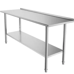 VEVOR Stainless Steel Work Table 30 x 24 x 33 Inch, 700 LBS Load Capacity with 4 Wheels, 3 Adjustable Height Levels, Heavy Duty Food Prep Worktable for Commercial Kitchen Restaurant, Silver