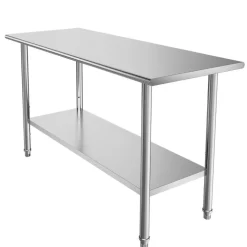 VEVOR Stainless Steel Work Table, 24x48 Inch Food Prep Table, Commercial Kitchen Workstation with Adjustable Undershelf, Metal Heavy Duty Utility Worktable, for Restaurant Home Hotel Garage Outdoor
