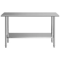 VEVOR Stainless Steel Work Table, 24x48 Inch Food Prep Table, Commercial Kitchen Workstation with Adjustable Undershelf, Metal Heavy Duty Utility Worktable, for Restaurant Home Hotel Garage Outdoor