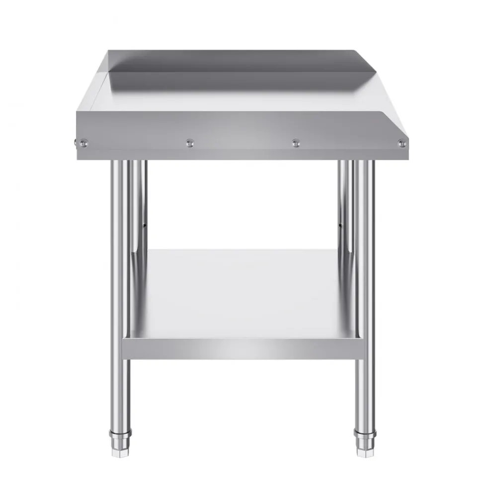 VEVOR Stainless Steel Work Table, 24 x 28 x 26 Inch Commercial Food Prep Worktable, 3-Sided Backsplash Heavy Duty Prep Worktable, Metal Work Table with Adjustable Height for Restaurant Home Hotel