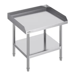VEVOR Stainless Steel Work Table, 24 x 28 x 26 Inch Commercial Food Prep Worktable, 3-Sided Backsplash Heavy Duty Prep Worktable, Metal Work Table with Adjustable Height for Restaurant Home Hotel
