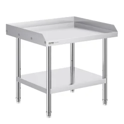 VEVOR Stainless Steel Work Table, 24 x 28 x 26 Inch Commercial Food Prep Worktable, 3-Sided Backsplash Heavy Duty Prep Worktable, Metal Work Table with Adjustable Height for Restaurant Home Hotel