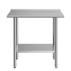 VEVOR Stainless Steel Work Table, 24x36 Inch Food Prep Table with Backsplash, Commercial Kitchen Workstation with Adjustable Undershelf, Metal Heavy Duty Utility Worktable, for Restaurant Home Outdoor