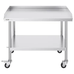 VEVOR Stainless Steel Work Table, 30 x 36 x 30 Inch Commercial Food Prep Worktable with 4 Wheels, Casters, 3-Sided Backsplash Heavy Duty Prep Worktable, Metal Work Table for Restaurant Home Hotel