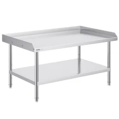 VEVOR Stainless Steel Work Table 30 x 36 x 38 Inch, with 4 Wheels, 3 Adjustable Height Levels, Heavy Duty Food Prep Worktable for Commercial Kitchen Restaurant, Silver