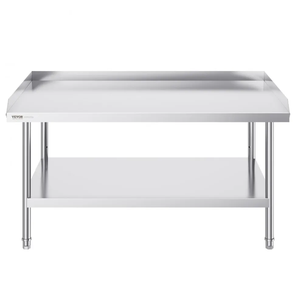 VEVOR Stainless Steel Work Table 30 x 36 x 38 Inch, with 4 Wheels, 3 Adjustable Height Levels, Heavy Duty Food Prep Worktable for Commercial Kitchen Restaurant, Silver