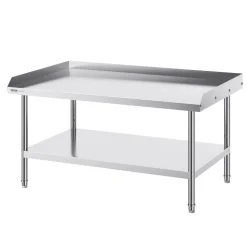 VEVOR Stainless Steel Work Table 30 x 36 x 38 Inch, with 4 Wheels, 3 Adjustable Height Levels, Heavy Duty Food Prep Worktable for Commercial Kitchen Restaurant, Silver