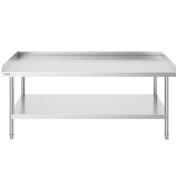 VEVOR Stainless Steel Work Table, 24 x 28 x 30 Inch Commercial Food Prep Worktable with 4 Wheels, Casters, 3-Sided Backsplash Heavy Duty Prep Worktable, Metal Work Table for Restaurant Home Hotel