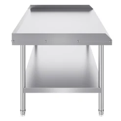 VEVOR Stainless Steel Work Table, 24 x 28 x 30 Inch Commercial Food Prep Worktable with 4 Wheels, Casters, 3-Sided Backsplash Heavy Duty Prep Worktable, Metal Work Table for Restaurant Home Hotel