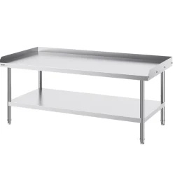 VEVOR Stainless Steel Work Table, 24 x 28 x 30 Inch Commercial Food Prep Worktable with 4 Wheels, Casters, 3-Sided Backsplash Heavy Duty Prep Worktable, Metal Work Table for Restaurant Home Hotel