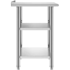 VEVOR Stainless Steel Work Table, 24 x 24 x 26 Inch Commercial Food Prep Worktable, 3-Sided Backsplash Heavy Duty Prep Worktable, Metal Work Table with Adjustable Height for Restaurant Home Hotel