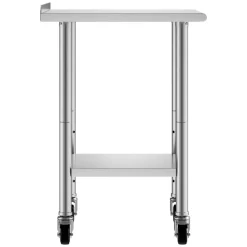 VEVOR Stainless Steel Work Table 30 x 48 x 38 Inch, with 4 Wheels, 3 Adjustable Height Levels, Heavy Duty Food Prep Worktable for Commercial Kitchen Restaurant, Silver