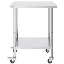 VEVOR Stainless Steel Work Table, 24x60 Inch Food Prep Table with Backsplash, Commercial Kitchen Workstation with Adjustable Undershelf, Metal Heavy Duty Utility Worktable, for Restaurant Home Outdoor