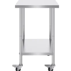 VEVOR Stainless Steel Work Table, 24x60 Inch Food Prep Table with Backsplash, Commercial Kitchen Workstation with Adjustable Undershelf, Metal Heavy Duty Utility Worktable, for Restaurant Home Outdoor