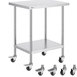 VEVOR Stainless Steel Work Table, 24x60 Inch Food Prep Table with Backsplash, Commercial Kitchen Workstation with Adjustable Undershelf, Metal Heavy Duty Utility Worktable, for Restaurant Home Outdoor