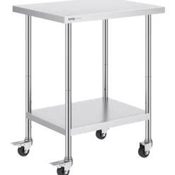 VEVOR Stainless Steel Work Table, 24x60 Inch Food Prep Table with Backsplash, Commercial Kitchen Workstation with Adjustable Undershelf, Metal Heavy Duty Utility Worktable, for Restaurant Home Outdoor