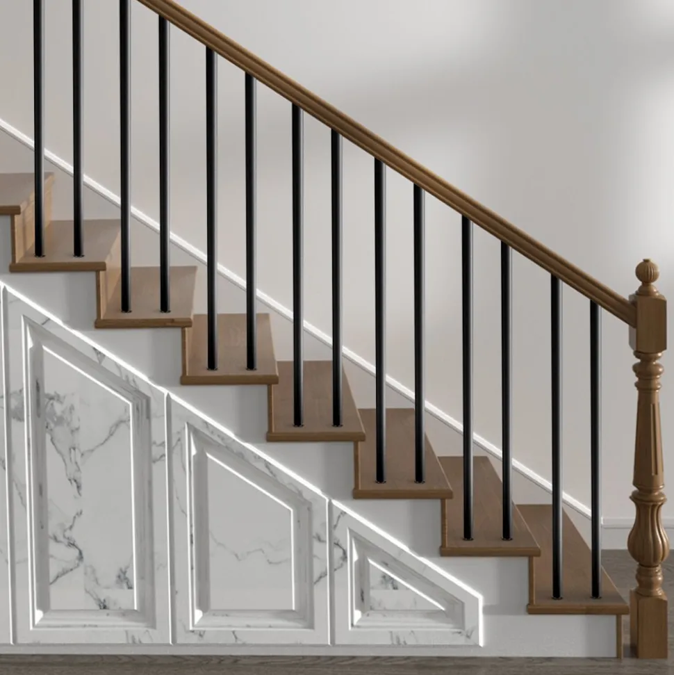 VEVOR Staircase Balusters 51 Pack, 26 In Aluminum Stair Balusters, 3/4 In Water-Proof Round Metal Spindle Railing, Hollow Deck Railing with Rail Caps & Screws for Stairs, Porch, Patio, Fence, Black