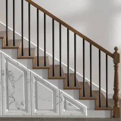 VEVOR Staircase Balusters 51 Pack, 32 In Aluminum Stair Balusters, 3/4 Inch Water-Proof Round Metal Spindle Railing, Hollow Deck Railing with Rail Caps & Screws for Stairs, Porch, Patio, Matte Black