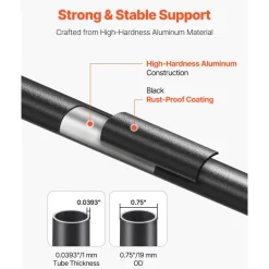 VEVOR Staircase Balusters 51 Pack, 32 In Aluminum Stair Balusters, 3/4 Inch Water-Proof Round Metal Spindle Railing, Hollow Deck Railing with Rail Caps & Screws for Stairs, Porch, Patio, Matte Black