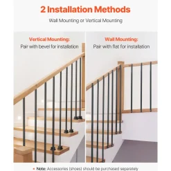 VEVOR Staircase Balusters 31 Pack, 44 Inch Durable Carbon Steel Stair Balusters, 0.5 Inch Indoor Square Metal Spindle Railing, Corrosion-Proof Hollow Deck Railing with Pre-Drilled Holes, Matte Black