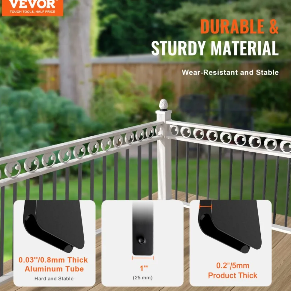 VEVOR Staircase Metal Balusters, 32.28" x 1" x 0.2" Flat Aluminum Alloy Decorative Banister Spindles, 51 Pack Deck Baluster with Screws, Classic Hollow Deck Railing Satin Black Powder Coated for Porch