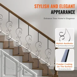 VEVOR Staircase Metal Balusters, 44'' x 1/2