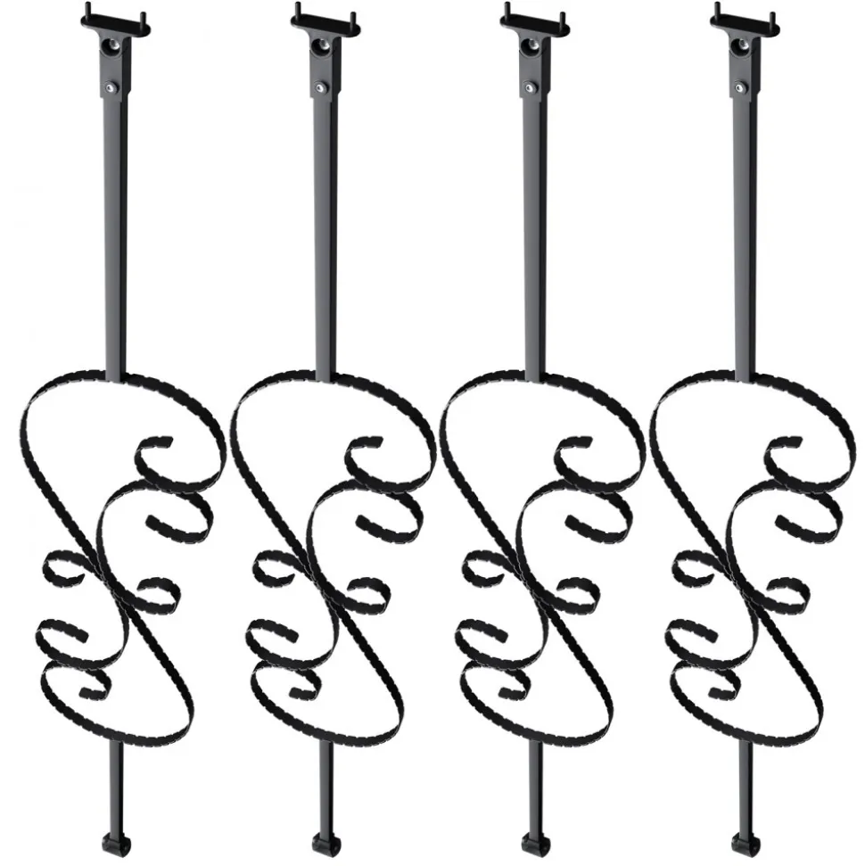 VEVOR Staircase Metal Balusters, 44'' x 1/2" Galvanized Steel Decorative Banister Spindles, 5 Pack S Shape Deck Baluster, Hollow Satin Black Spiral Stair Railing with Shoes & Screws
