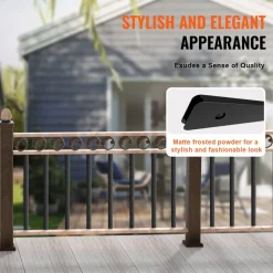VEVOR Staircase Metal Balusters, 38'' x 1'' Flat Aluminum Alloy Decorative Banister Spindles, 72 Pack Deck Baluster with Screws, Classic Hollow Deck Railing Satin Black Powder Coated for Porch