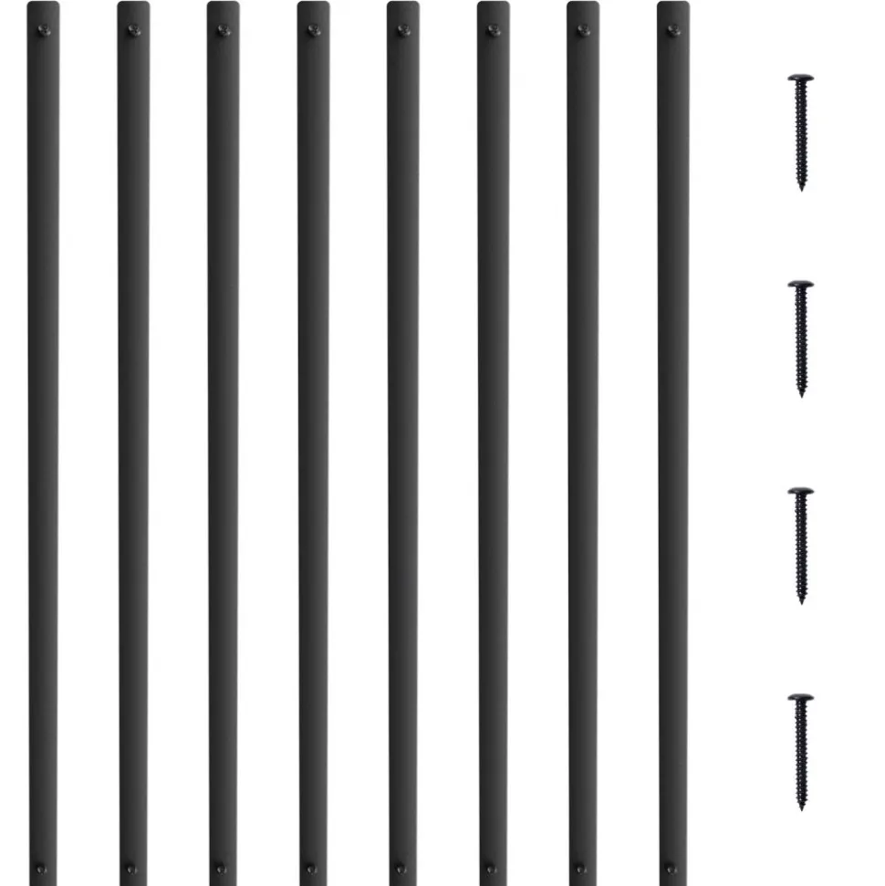 VEVOR Staircase Metal Balusters, 38'' x 1'' Flat Aluminum Alloy Decorative Banister Spindles, 72 Pack Deck Baluster with Screws, Classic Hollow Deck Railing Satin Black Powder Coated for Porch