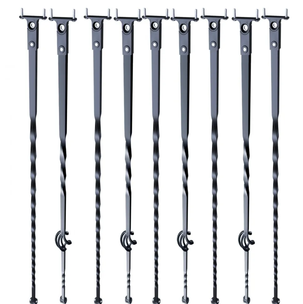 VEVOR Staircase Metal Balusters, 44'' x 1/2" Galvanized Steel Decorative Banister Spindles, 10 Pack Deck Baluster with Hollow Single Baskets, Twists, Spiral Stair Railing w/ Shoes & Screws