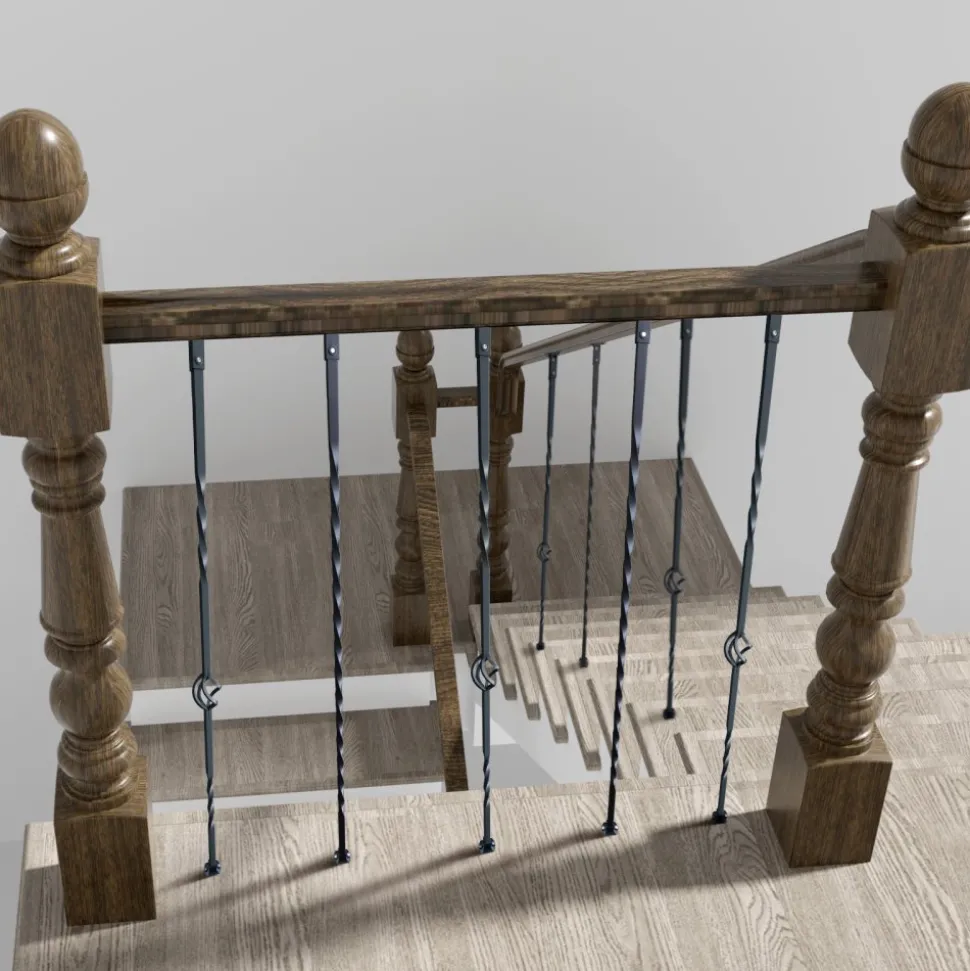 VEVOR Staircase Metal Balusters, 44'' x 1/2" Galvanized Steel Decorative Banister Spindles, 10 Pack Deck Baluster with Hollow Single Baskets, Twists, Spiral Stair Railing w/ Shoes & Screws