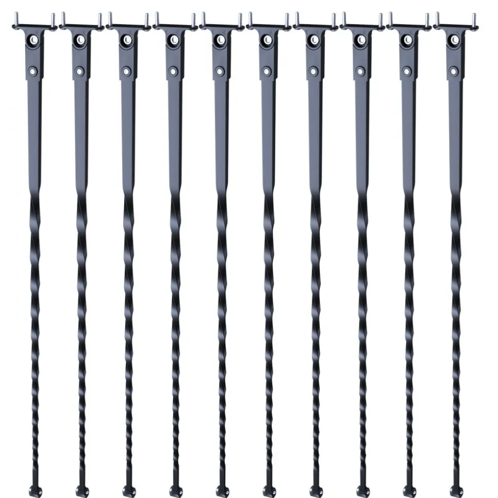 VEVOR Staircase Metal Balusters, 44'' x 1/2" Galvanized Steel Decorative Banister Spindles, 10 Pack Deck Baluster with Hollow Twists, Satin Black Spiral Stair Railing with Shoes & Screws