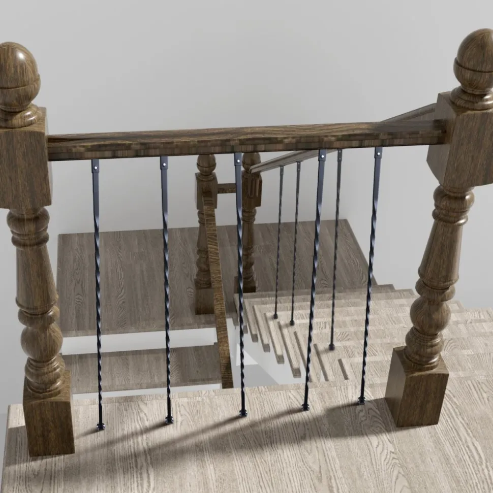 VEVOR Staircase Metal Balusters, 44'' x 1/2" Galvanized Steel Decorative Banister Spindles, 10 Pack Deck Baluster with Hollow Twists, Satin Black Spiral Stair Railing with Shoes & Screws