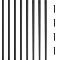 VEVOR Staircase Metal Balusters, 29.5'' x 1'' Flat Aluminum Alloy Decorative Banister Spindles, 51 Pack Deck Baluster with Screws, Classic Hollow Deck Railing Satin Black Powder Coated for Porch