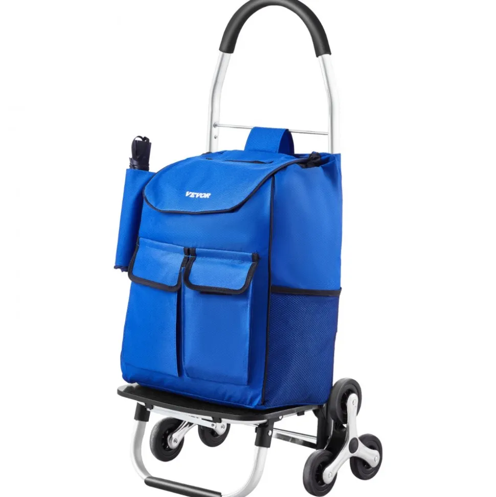 VEVOR Stair Climber Trolley Dolly, 36L Folding Shopping Cart, Grocery Cart Trolley Laundry Stair Climbing Handcart with 6 Wheels & Oxford Cloth Bag, Foldable Cart for Shopping Grocery Laundry Climbing