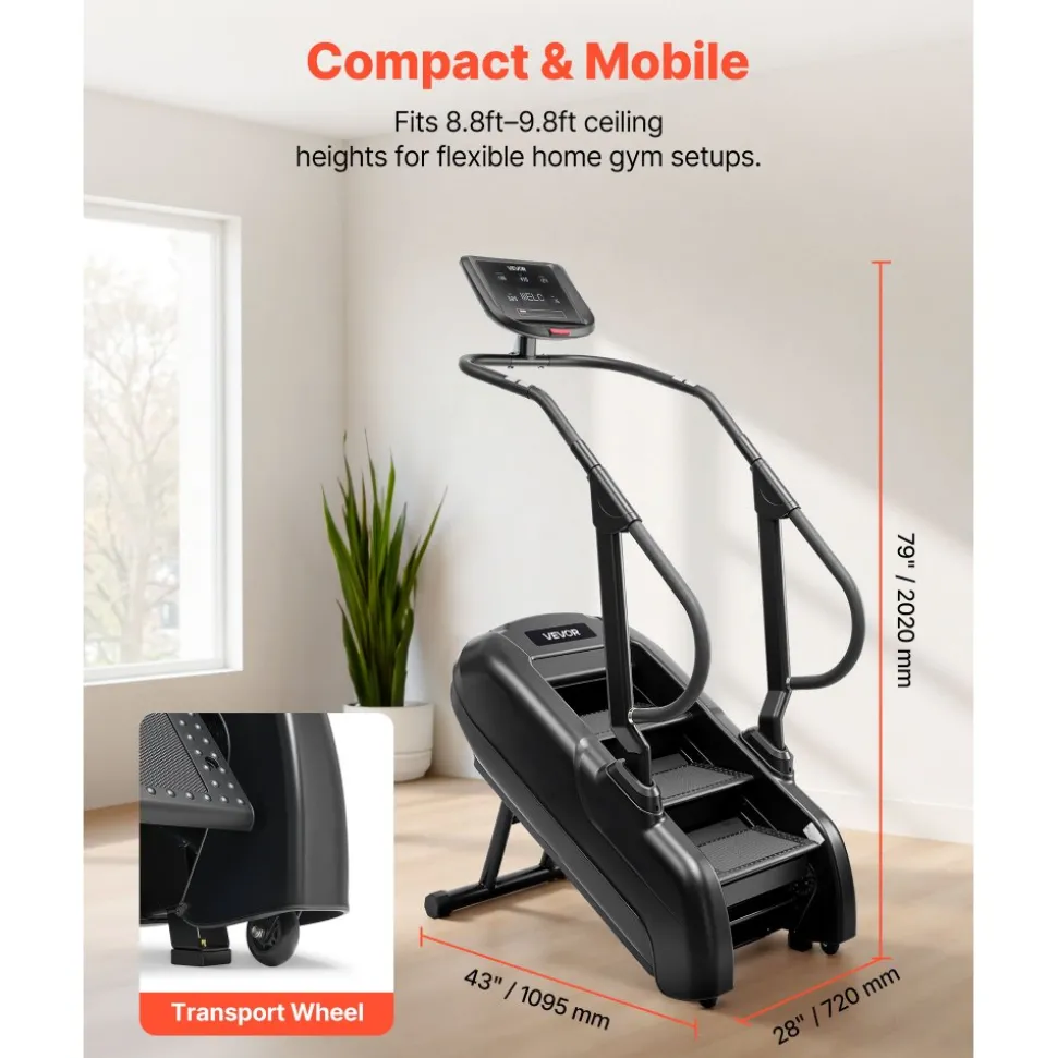 VEVOR Stair Stepper Machine, LED Screen Continuous Climbing Machines, Max Load 330 Lbs Stepping Climber for Home, 15 Speed Levels 28-168 Steps/Minute Stepmill Exercise for Cardio Lower Body