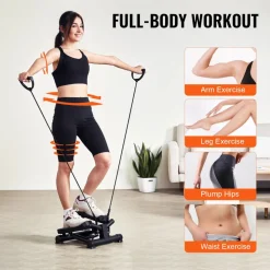 VEVOR Stair Stepper, Mini Stepper for Exercise at Home, Hydraulic Fitness Stepper with Resistance Bands, Full Body Workout Cardio Equipment, Stair Climber with LCD Monitor, 330LBS Load Capacity