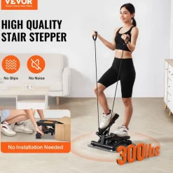 VEVOR Stair Stepper, Mini Stepper for Exercise at Home, Hydraulic Fitness Stepper with Resistance Bands, Full Body Workout Cardio Equipment, Stair Climber with LCD Monitor, 330LBS Load Capacity