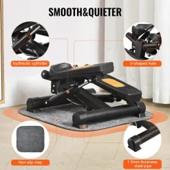 VEVOR Stair Stepper, Mini Stepper for Exercise at Home, Hydraulic Fitness Stepper with Resistance Bands, Full Body Workout Cardio Equipment, Stair Climber with LCD Monitor, 330LBS Load Capacity