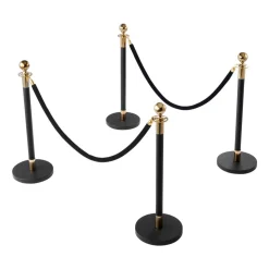 VEVOR Stanchion Post, 4 Pcs Crowd Control Barrier Set with 2 Black Velvet Ropes, Heavy Duty Stainless Steel Stanchion Post Queue with Hollow Base for Theater, Party, Wedding, Exhibition, Event (Black)