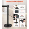 VEVOR Stanchion Post, 6 Pcs Stanchions with Retractable Belts, Carbon Steel Black Stanchions Queue with Sand Injection Hollow Base, Crowd Control Barriers for Theaters, Parties, Weddings, Exhibitions