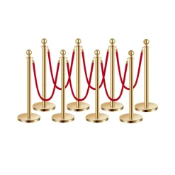 VEVOR Stanchions and Velvet Ropes, 6 Pcs Crowd Control Barriers with 4 Black Velvet Ropes, Stainless Steel Stanchion Post Queue with Sand Injection Hollow Base for Theater, Wedding, Party Supplies