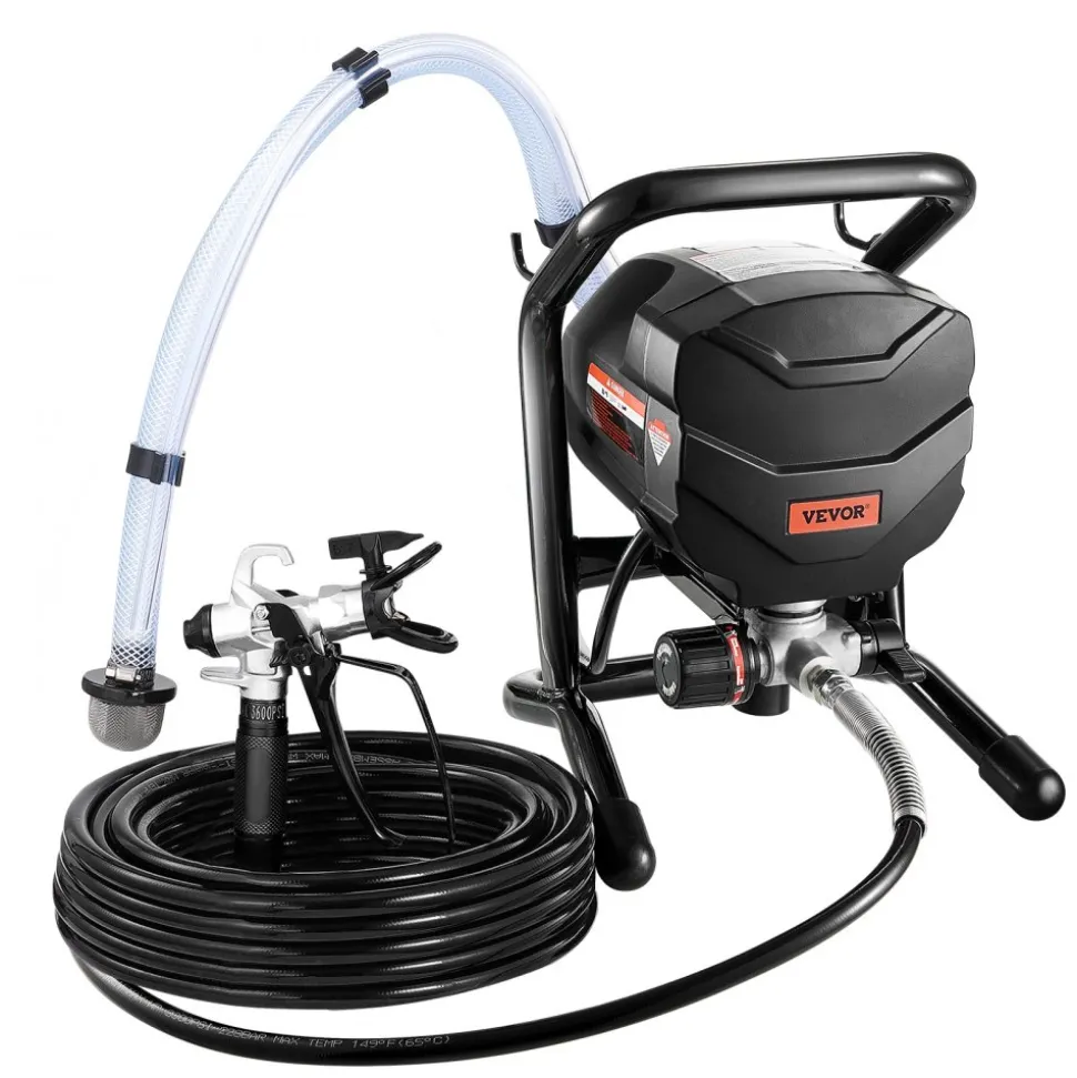 VEVOR Stand Airless Paint Sprayer, 650W High Efficiency Airless Sprayer, 3000PSI Electric Paint Sprayer Machine Extension Rod and Cleaning Kits for Interior and Exterior Furniture/Fence/Home/House