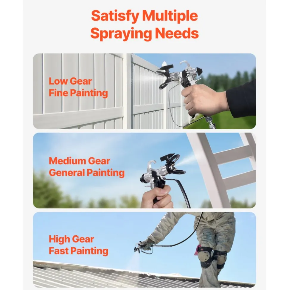 VEVOR Stand Airless Paint Sprayer, 650W High Efficiency Airless Sprayer, 3000PSI Electric Paint Sprayer Machine Extension Rod and Cleaning Kits for Interior and Exterior Furniture/Fence/Home/House