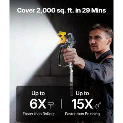 VEVOR Stand Airless Paint Sprayer, 900W, 3300PSI High Pressure Airless Sprayer, Cleaning Brush, Hose, Extension Rod, Nozzles, Electric Spray Paint Machine for Interior or Exterior of House, Fence