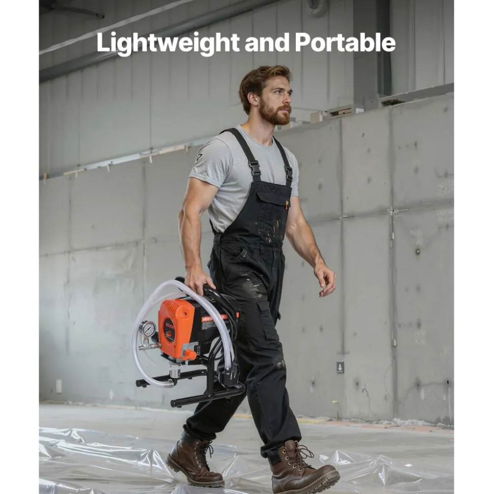 VEVOR Stand Airless Paint Sprayer, 900W, 3300PSI High Pressure Airless Sprayer, Cleaning Brush, Hose, Extension Rod, Nozzles, Electric Spray Paint Machine for Interior or Exterior of House, Fence