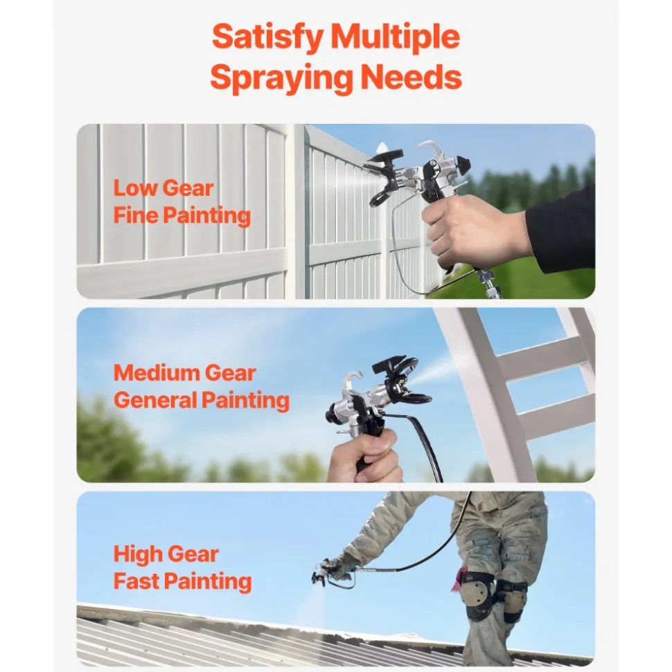 VEVOR Stand Airless Paint Sprayer, 3000PSI 750W Efficient Electric Airless Sprayer,for Home Interior and Exterior Furniture and Fences, Handheld Paint Sprayers, Fine and Even Painting Effect