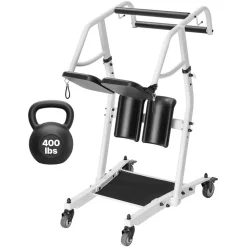 VEVOR Stand Assist Patient Lift, Easy Sit-to-Stand Transfer Chair for Seniors Disabled - with Adjustable Knee Pads, PU Seat Pad & Lockable Wheels, 400 lbs Strong Capacity for Home Nursing Care