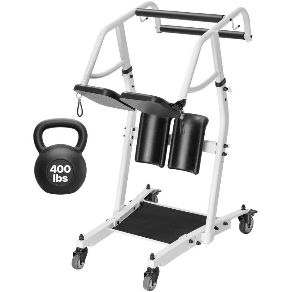 VEVOR Stand Assist Patient Lift, Easy Sit-to-Stand Transfer Chair for Seniors Disabled - with Adjustable Knee Pads, PU Seat Pad & Lockable Wheels, 400 lbs Strong Capacity for Home Nursing Care